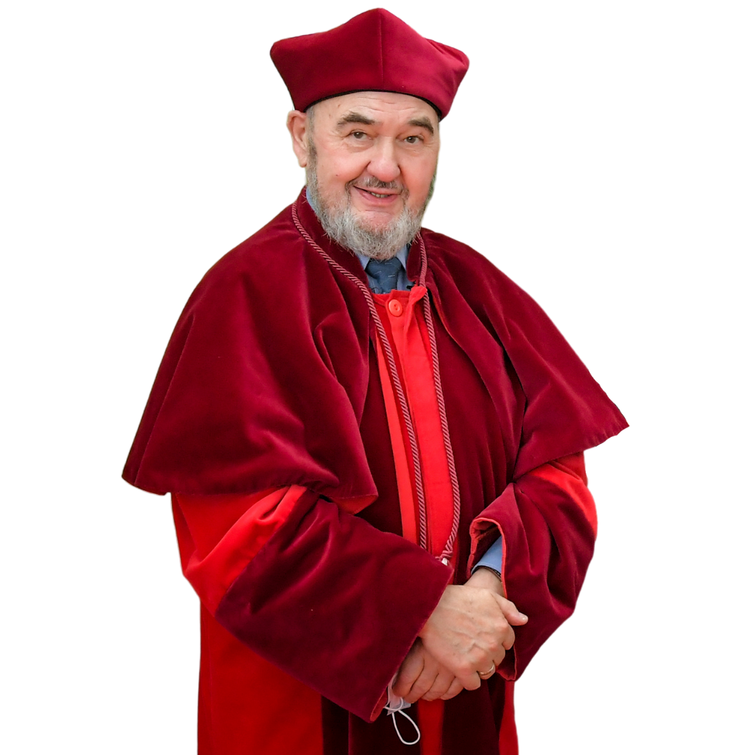 Zdjęcie profesora Lechosława Gawreckiego w todze założyciela