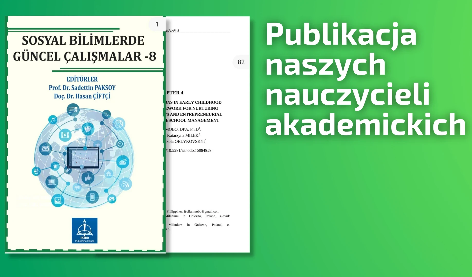 Publikacja naszych wykładowców w książce "Sosyal Bilimlerde Güncel Çalışmalar - 8"